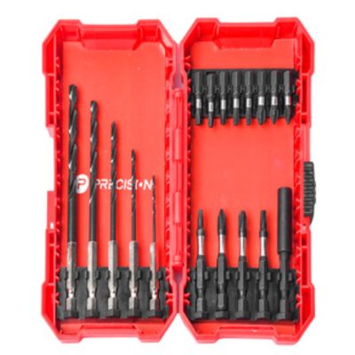 Juego de 18 Puntas y Brocas para Taladro, con Entrada Hexagonal de 1/4″