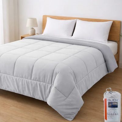 Edredón Acolchado Reversible Matrimonial Suave 198×220 Blick Blanco Cuadrados